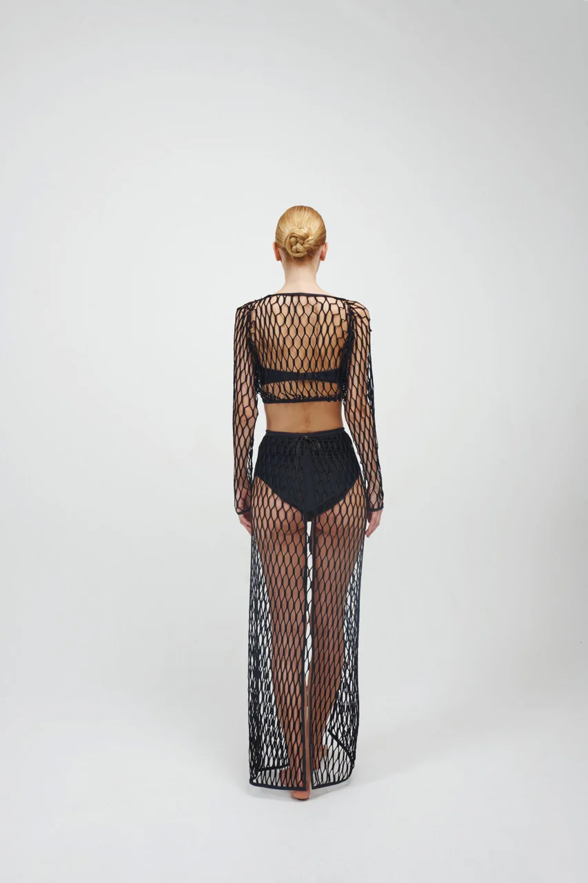 Floral Dark Mesh Top - Image 2