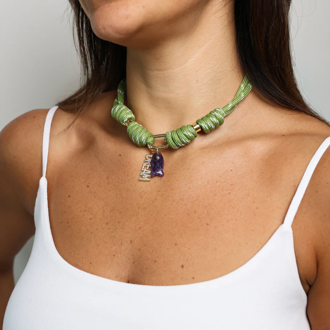 POP UPS X HANNAH B BOAT ROPE SAFARI NECKLACE WITH DREAM PURPLE FISH - Image 5