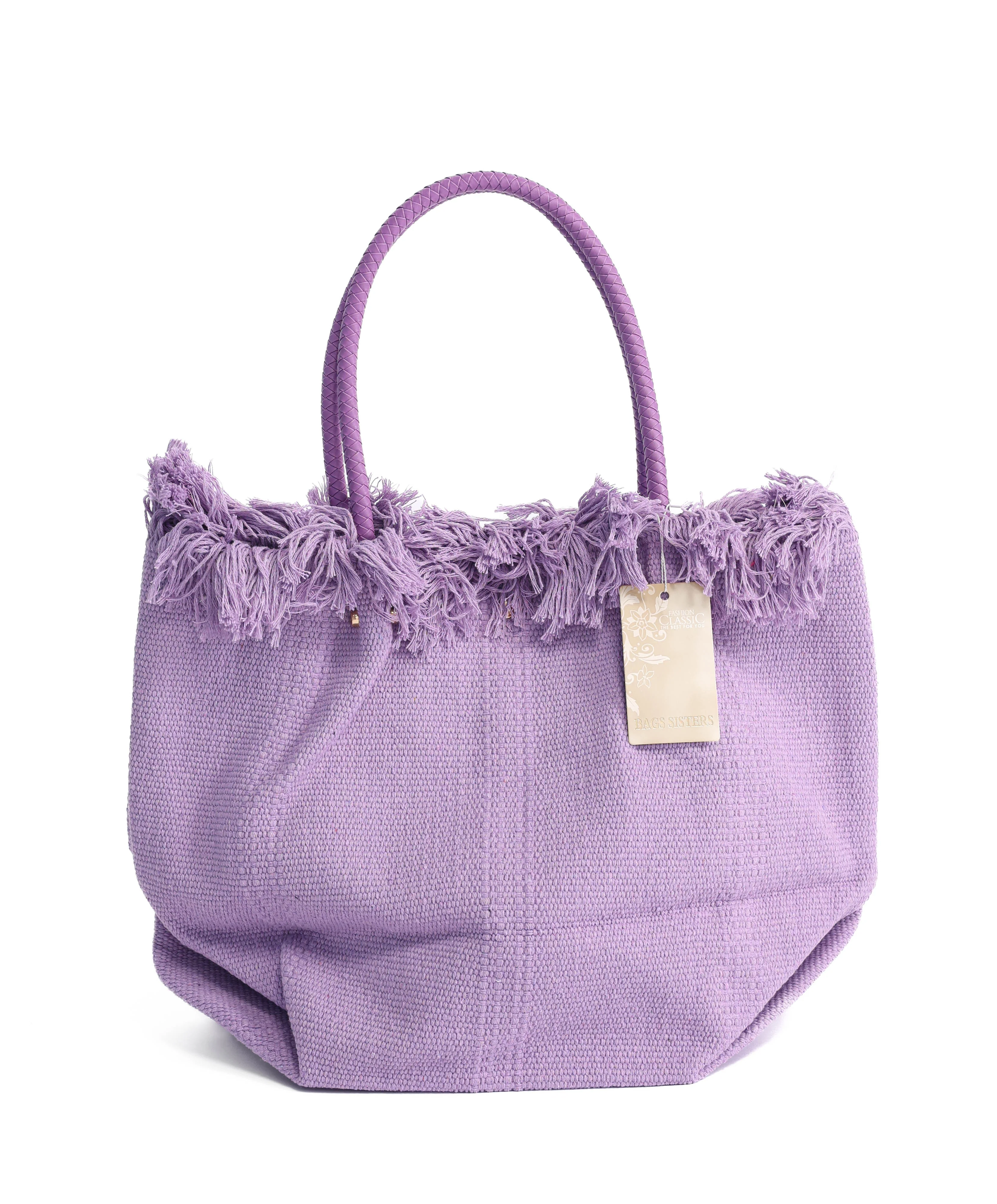 Yarn Beach Bag w Leather Handle - Image 3